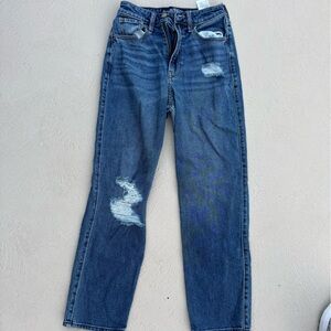 Hollister High Rise Vintage Blue Jeans with Distressed Details